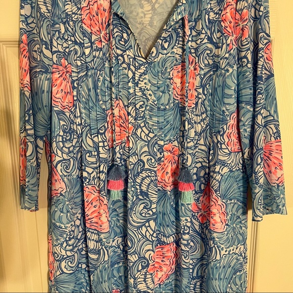 Lilly Pulitzer MarilinaTunic Blue Haven Raising Shell Dress, Sz. XS NWOT - Picture 3 of 15